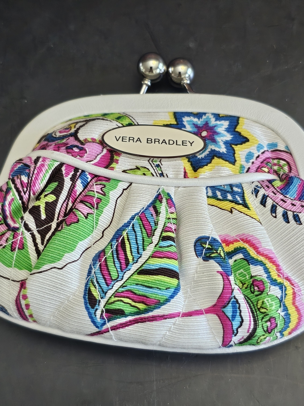 Vera Bradley White Floral Print Clasp Wristlet